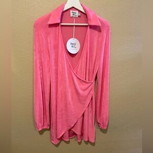 Princess Polly Party Time Mini Dress Pink Drapey NWT Size US 4 *missing belt